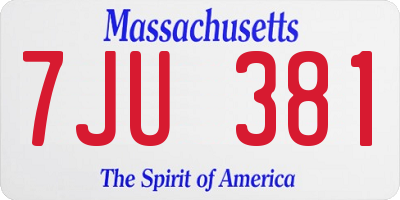MA license plate 7JU381