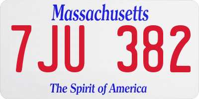 MA license plate 7JU382