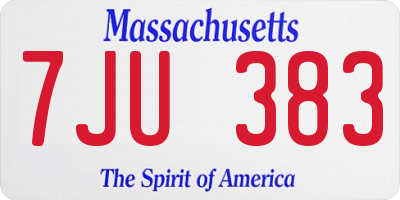 MA license plate 7JU383