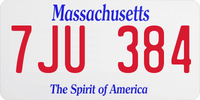 MA license plate 7JU384