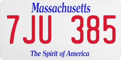 MA license plate 7JU385