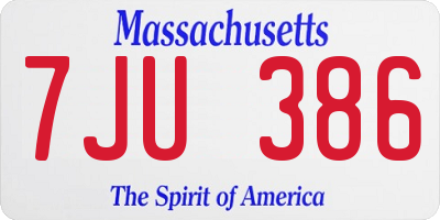 MA license plate 7JU386