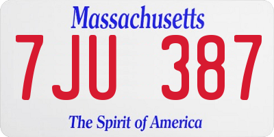 MA license plate 7JU387
