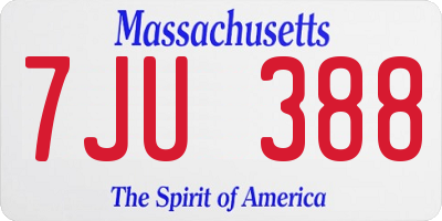 MA license plate 7JU388