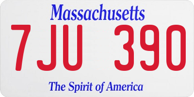 MA license plate 7JU390