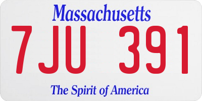 MA license plate 7JU391