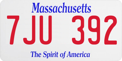 MA license plate 7JU392