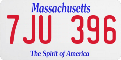 MA license plate 7JU396