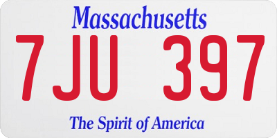 MA license plate 7JU397