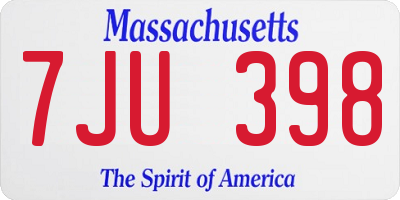 MA license plate 7JU398