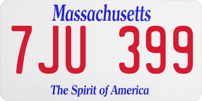 MA license plate 7JU399