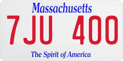 MA license plate 7JU400