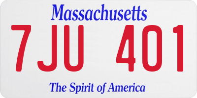 MA license plate 7JU401