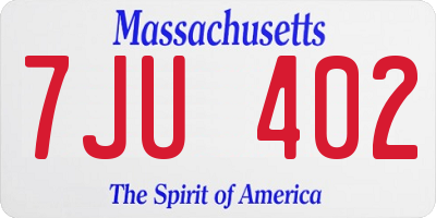 MA license plate 7JU402