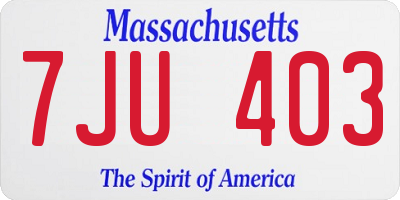 MA license plate 7JU403