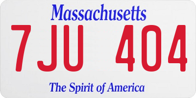 MA license plate 7JU404