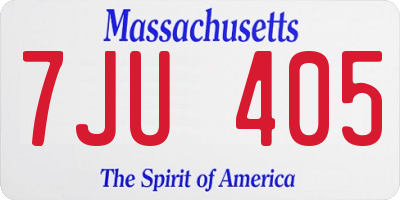 MA license plate 7JU405