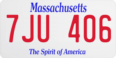 MA license plate 7JU406