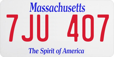 MA license plate 7JU407