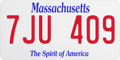 MA license plate 7JU409