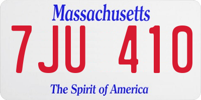 MA license plate 7JU410