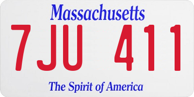 MA license plate 7JU411