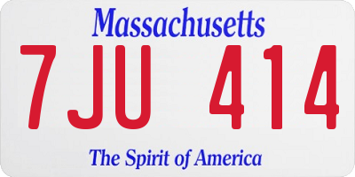 MA license plate 7JU414