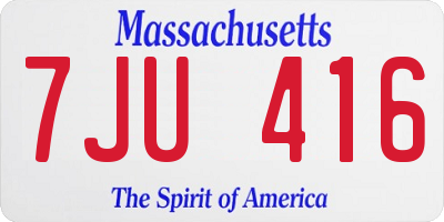 MA license plate 7JU416