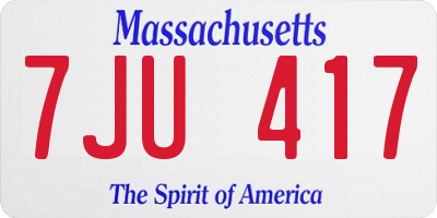 MA license plate 7JU417
