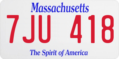 MA license plate 7JU418