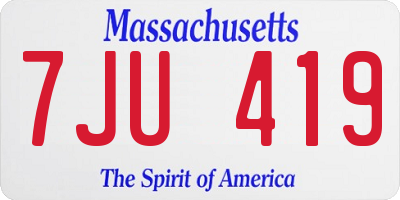 MA license plate 7JU419