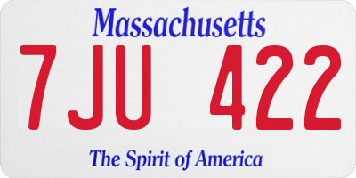 MA license plate 7JU422