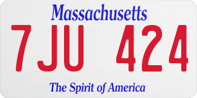 MA license plate 7JU424