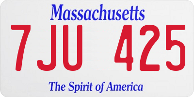 MA license plate 7JU425