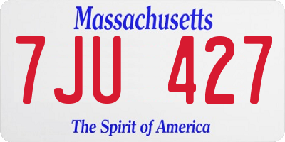 MA license plate 7JU427