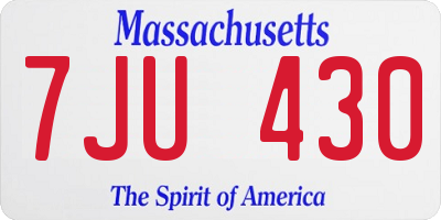 MA license plate 7JU430