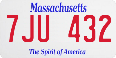 MA license plate 7JU432