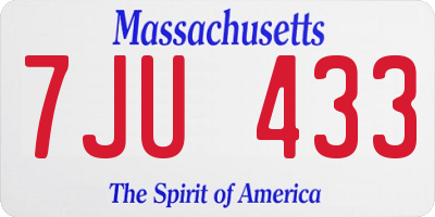 MA license plate 7JU433