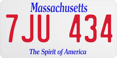 MA license plate 7JU434
