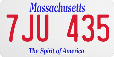 MA license plate 7JU435