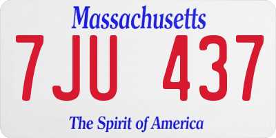 MA license plate 7JU437