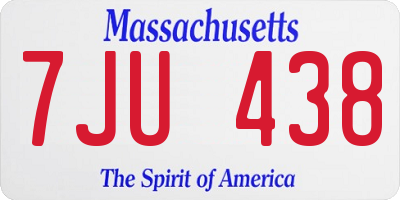 MA license plate 7JU438
