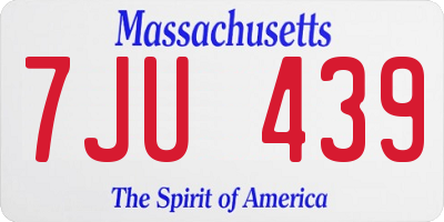MA license plate 7JU439
