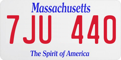 MA license plate 7JU440