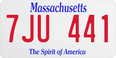 MA license plate 7JU441