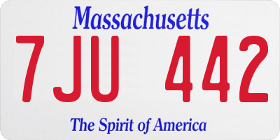MA license plate 7JU442