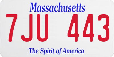 MA license plate 7JU443