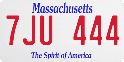 MA license plate 7JU444