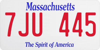 MA license plate 7JU445