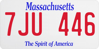 MA license plate 7JU446
